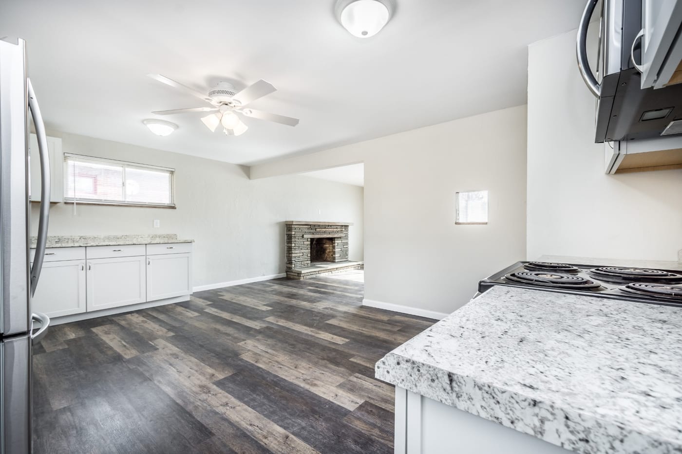 The same kitchen fully renovated by the cash buyer after the as-is sale