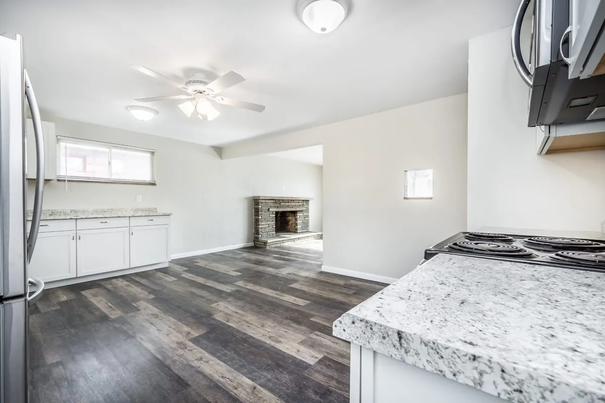 The same kitchen fully renovated by the cash buyer after the as-is sale